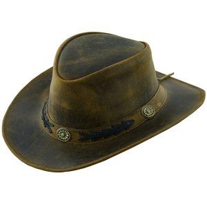 Real Leather Hats Western Style for Men and Women shapeable Brim vintage look